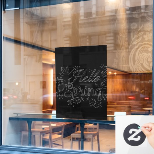 Hello Spring Sign Fensteraufkleber (Café-Fenster)