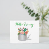 Hello Spring Sign Postkarte (Stehend Vorderseite)