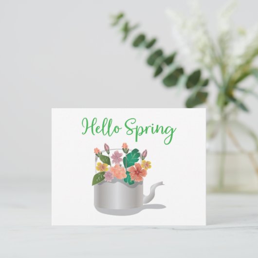 Hello Spring Sign Postkarte (Stehend Vorderseite)