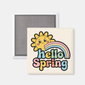 Hello Spring: Sonne, Regenbogen und gute Laune Magnet (Vorderseite/Rückseite)