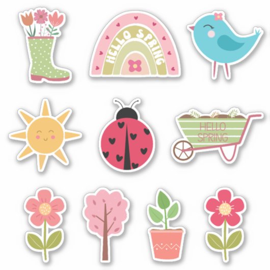 Hello Spring Sticker (Vorderseite)