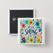 hello spring tropical flowers button (Vorne & Hinten)