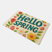 "Hello Spring" Vibe Infused Fußmatte (Schrägansicht)