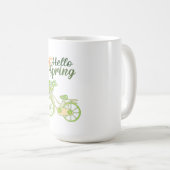 Hello Spring Vintage Bicycle Illustration Kaffeetasse (VorderseiteRechts)