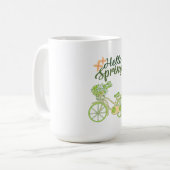 Hello Spring Vintage Bicycle Illustration Kaffeetasse (Vorderseite Links)