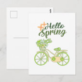 Hello Spring Vintage Bicycle Illustration Postkarte (Vorne/Hinten)