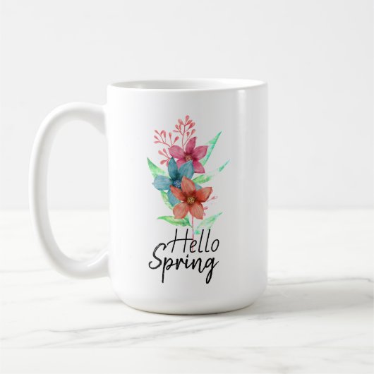 Hello Spring Watercolor Blume Kaffee Tasse (Links)
