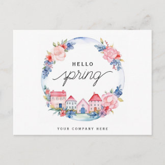 Hello Spring Watercolor Blumenstrauß House Realty Postkarte
