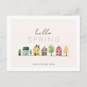 Hello Spring Watercolor Houses Real Anwesen Postkarte (Vorderseite)
