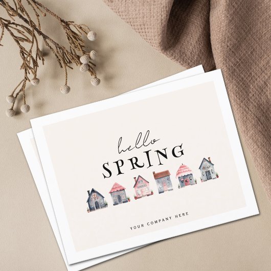 Hello Spring Watercolor Houses Real Anwesen Postkarte