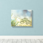 Hello Spring White Snowdrop Blume Leinwanddruck (Insitu (Holzboden))