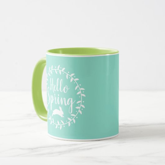 Hello Spring Wreath & Bunny Tasse (Vorderseite Links)
