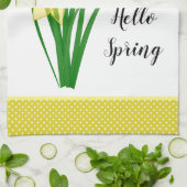 Hello Spring Yellow Daffodil Geschirrtuch (Gefaltet)