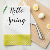 Hello Spring Yellow Daffodil Geschirrtuch (Viertel Falte)