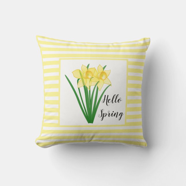 Hello Spring Yellow Daffodil Kissen (Vorderseite)