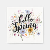 Hello Spring Zitat Serviette (Vorderseite)
