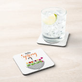 HELLO SPRING Zitat Tulip Floral Getränkeuntersetzer (Rechte Seite)