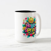 Hello Spring Zweifarbige Tasse (VorderseiteRechts)