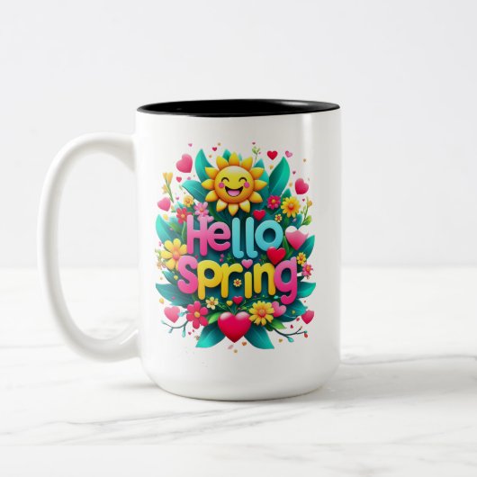 Hello Spring Zweifarbige Tasse (Links)