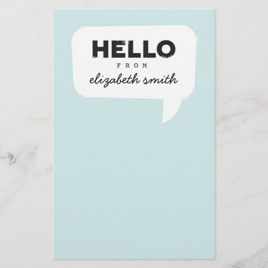 Hello Stationery Aquamarin Briefpapier (Vorderseite)