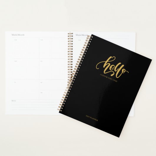 Hello Stylish Black & Gold Calligraphy Script Planer (Anzeige)