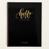 Hello Stylish Black & Gold Calligraphy Script Planer (Vorderseite)