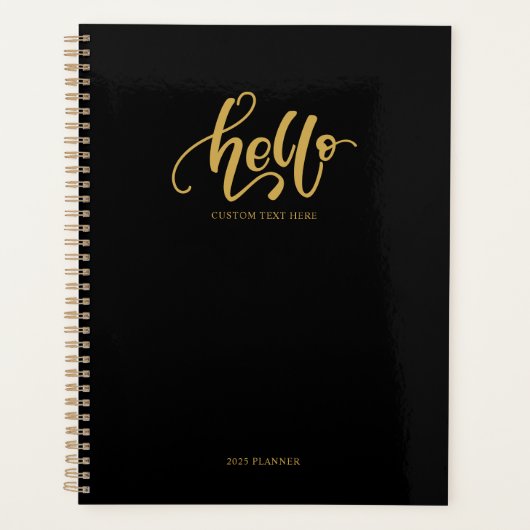 Hello Stylish Black & Gold Calligraphy Script Planer (Vorderseite)