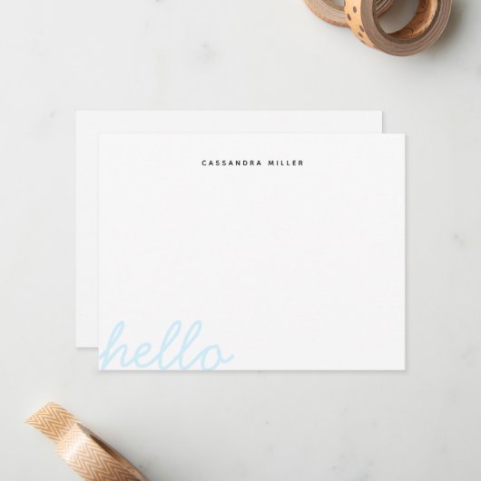Hello Stylish Script Modern Minimal Personalisiert Mitteilungskarte (Vorderseite/Rückseite Beispiel)