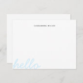 Hello Stylish Script Modern Minimal Personalisiert Mitteilungskarte (Vorne/Hinten)