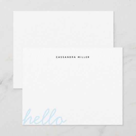 Hello Stylish Script Modern Minimal Personalisiert Mitteilungskarte (Vorne/Hinten)