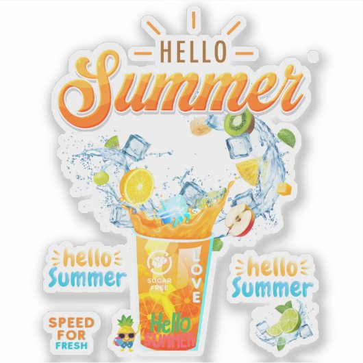 Hello Summer Aufkleber (Vorderseite)