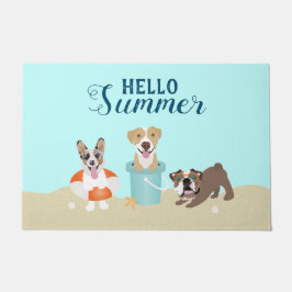 Hello Summer Beach Hogs Blue Fußmatte