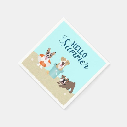 Hello Summer Beach Hogs Blue Orange Serviette (Ecke)