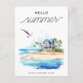 Hello Summer Beach House Ocean Business Postkarte (Vorderseite)