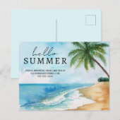 Hello Summer Beach Kontaktinformationen Immobilien Postkarte (Vorne/Hinten)