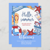 Hello Summer Beach Party Einladungen (Vorne/Hinten)