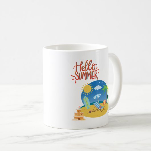 Hello Summer Beach Sand Castle Kaffeetasse (VorderseiteRechts)