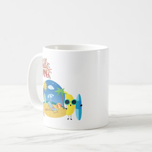 Hello Summer Beach Sand Castle Kaffeetasse (Vorderseite Links)