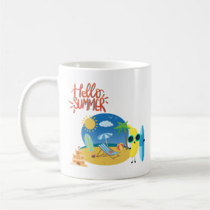 Hello Summer Beach Sand Castle Kaffeetasse