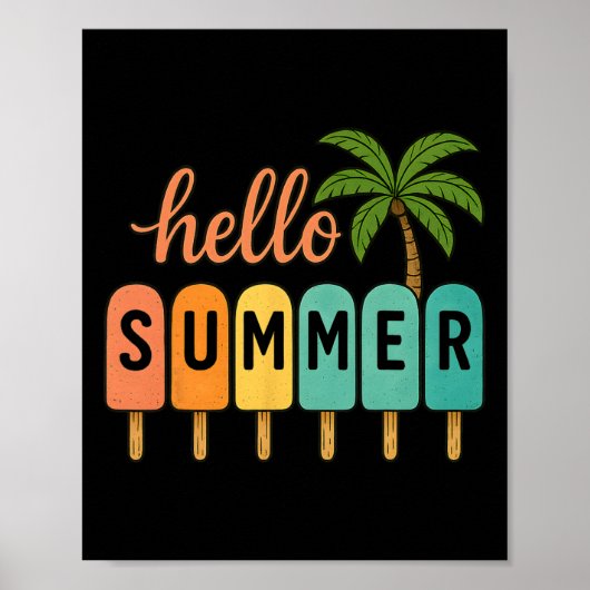 Hello Summer Beach Vacation Ice Cream Popsicle Gif Poster (Vorne)