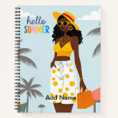 Hello Summer Black Woman Spiral Notebook Notizblock (Vorderseite)