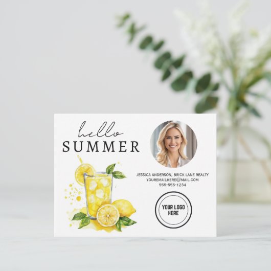 Hello Summer Business Realty Lemonade Farm Postkarte (Stehend Vorderseite)