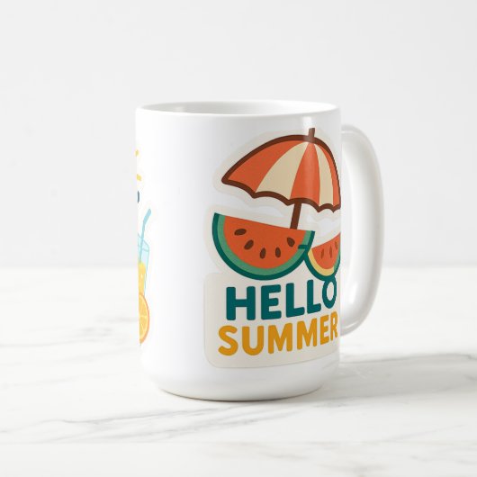 Hello Summer – Chillin’ the Sun Sticker for Mugs Kaffeetasse (VorderseiteRechts)