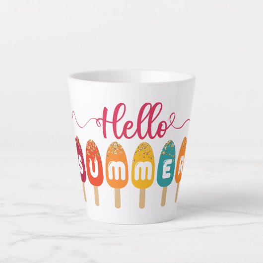 Hello Summer Colorful Popsicle Milchtasse (Vorderseite)
