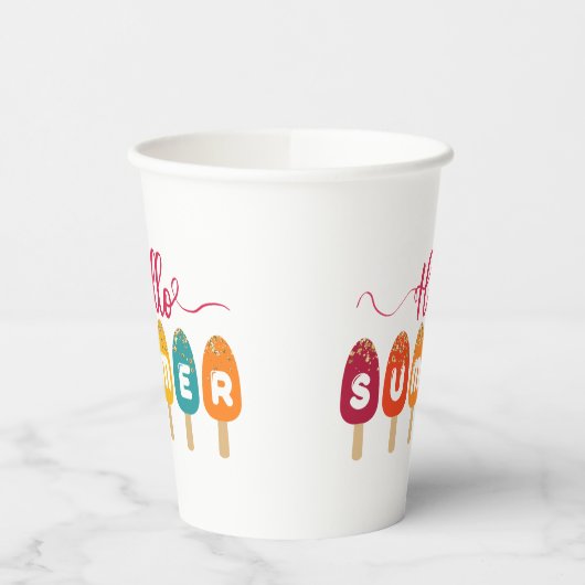 Hello Summer Colorful Popsicle Pappbecher (Links)