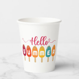 Hello Summer Colorful Popsicle Pappbecher