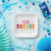Hello Summer Colorful Popsicle Pappteller (Party)