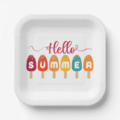 Hello Summer Colorful Popsicle Pappteller (Vorderseite)