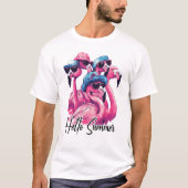 Hello Summer Cool Flamingos T-Shirt (Vorderseite)