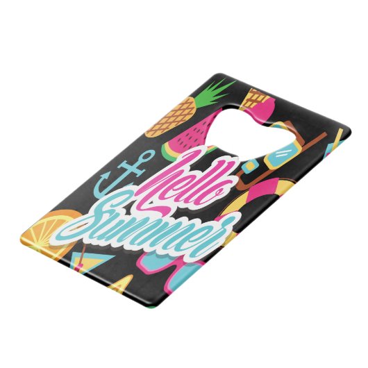 Hello Summer Credit Card Flaschenöffner (Vorderseite Schrägansicht)